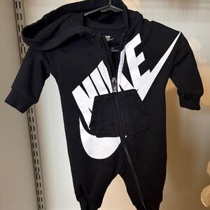 Nike Black & White Hooded Baby One-Piece